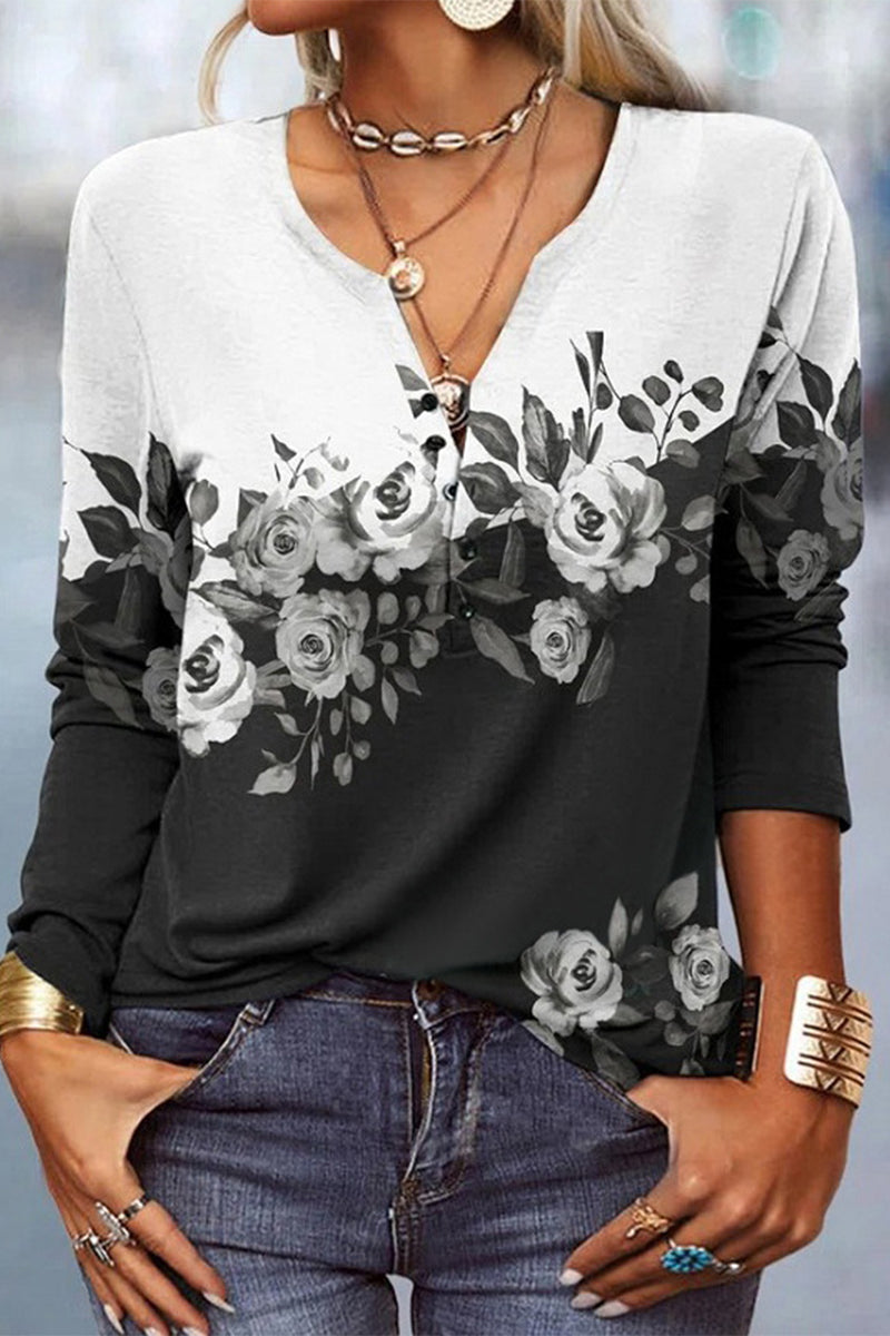 Victoria | Casual printed V-neck tops