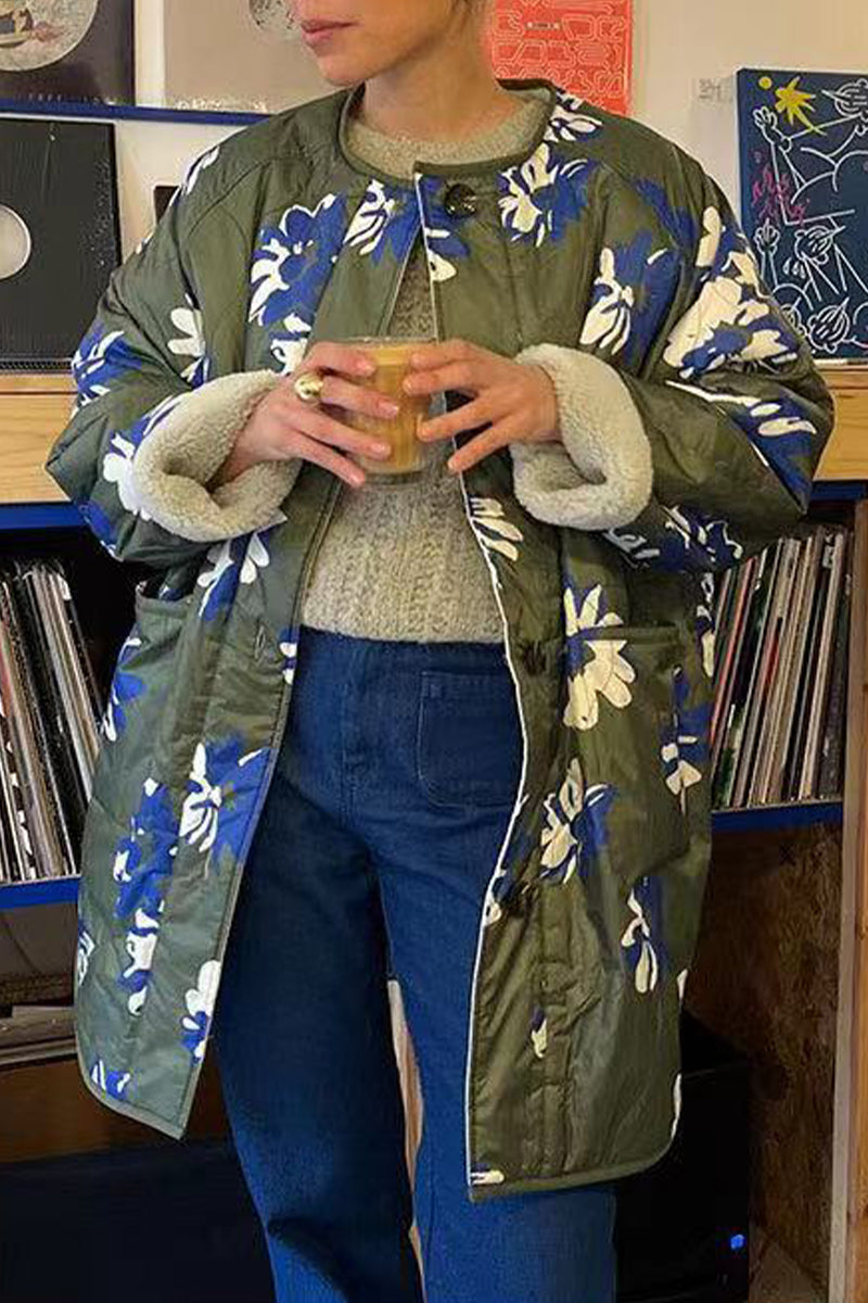 Virginia | Casual outerwear with floral contrast and O-neck