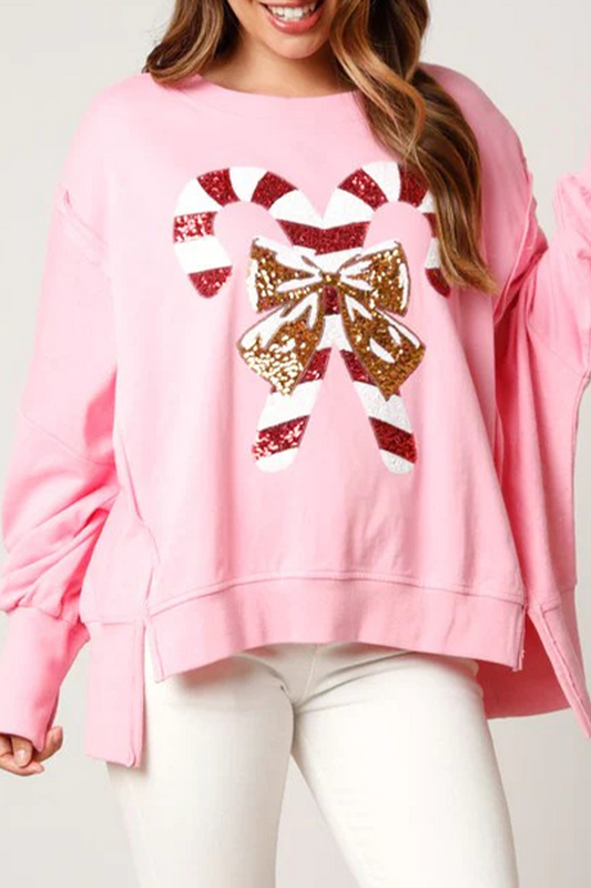 Adelaida | Casual solid color sequin print O-neck tops