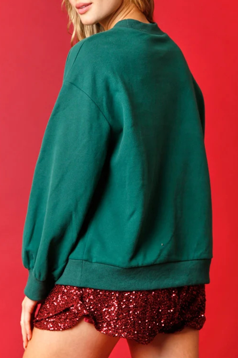 Alina | Casual solid color O-neck sequin tops