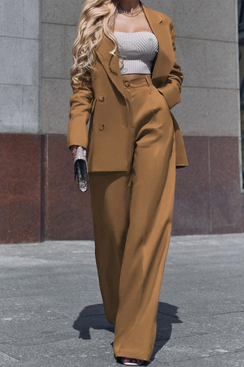 Ariadna | Casual British style two-piece suit with a fixed pocket collar and long sleeves