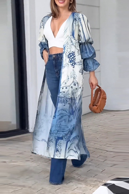 Brianna | Casual tops with a floral slit and cardigan collar