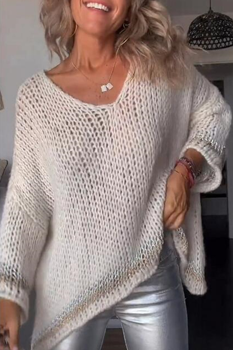 Carla | Casual tops with plain tassel contrast and V-neck