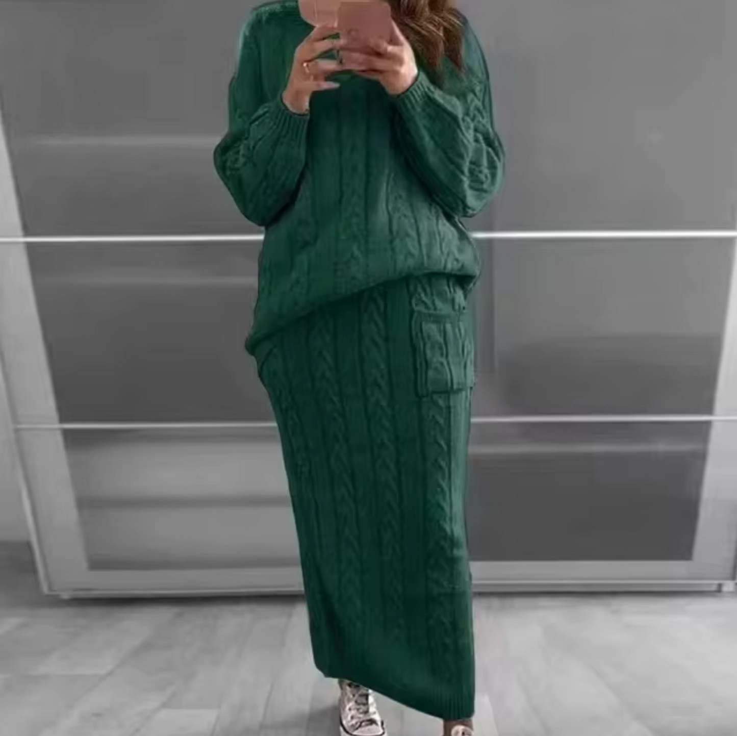 Ramona | Elegant set of knitted sweater and skirt