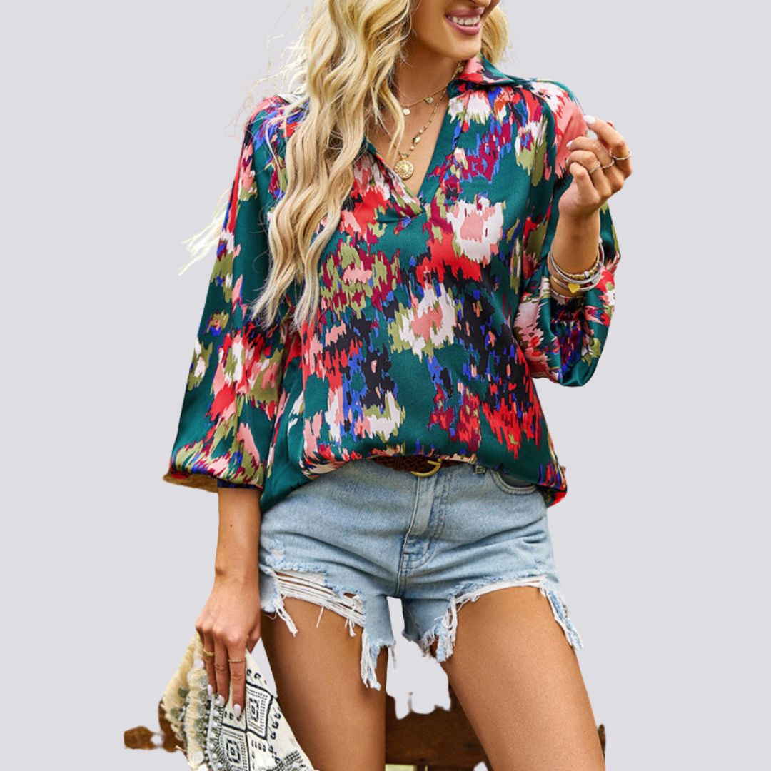 Lesley® | Blouse With V-Neck And Abstract Print