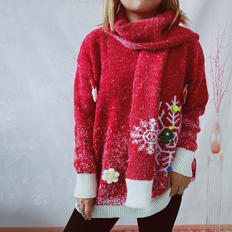 Lina® | Ensemble pull and écharpe de Noël for women