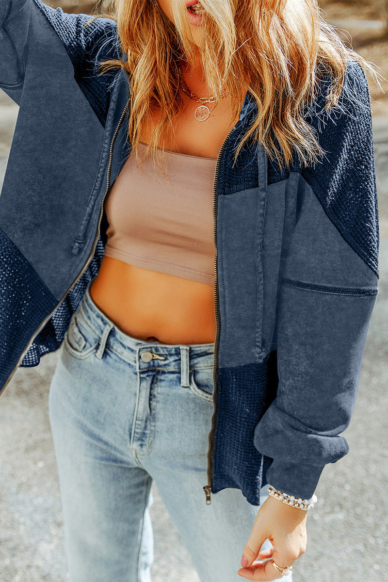 Gina | Casual solid make outerwear with zipper closure and hooded collar