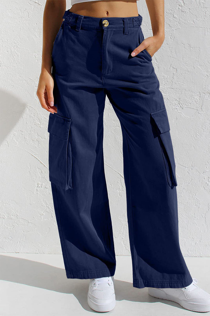 Liliana | Casual, simple, solid, loose, straight, low waist solid color trousers