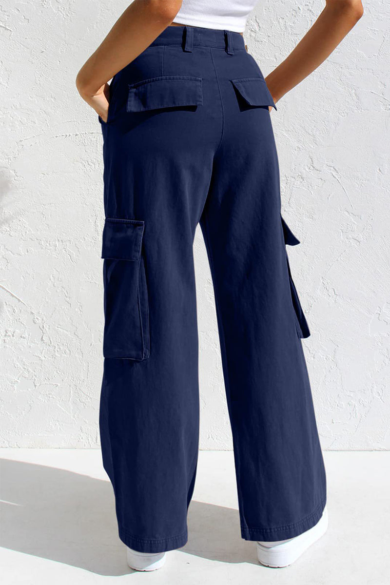 Liliana | Casual, simple, solid, loose, straight, low waist solid color trousers