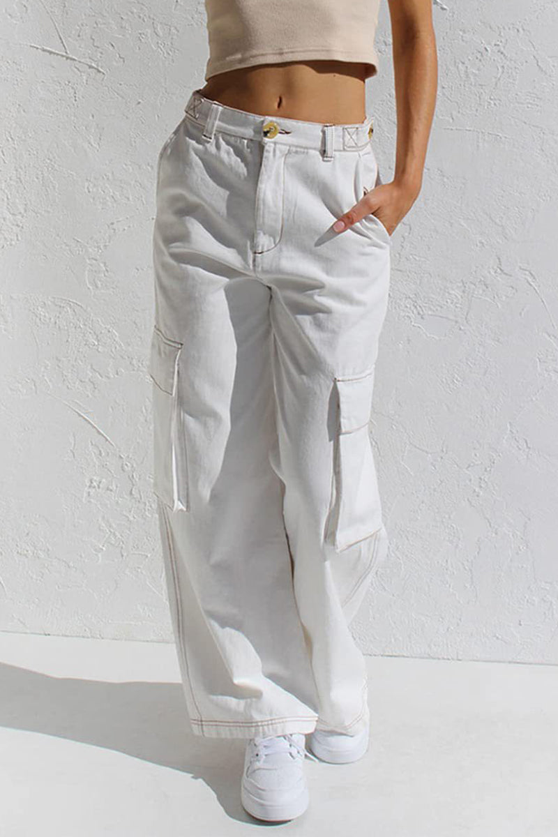 Liliana | Casual, simple, solid, loose, straight, low waist solid color trousers