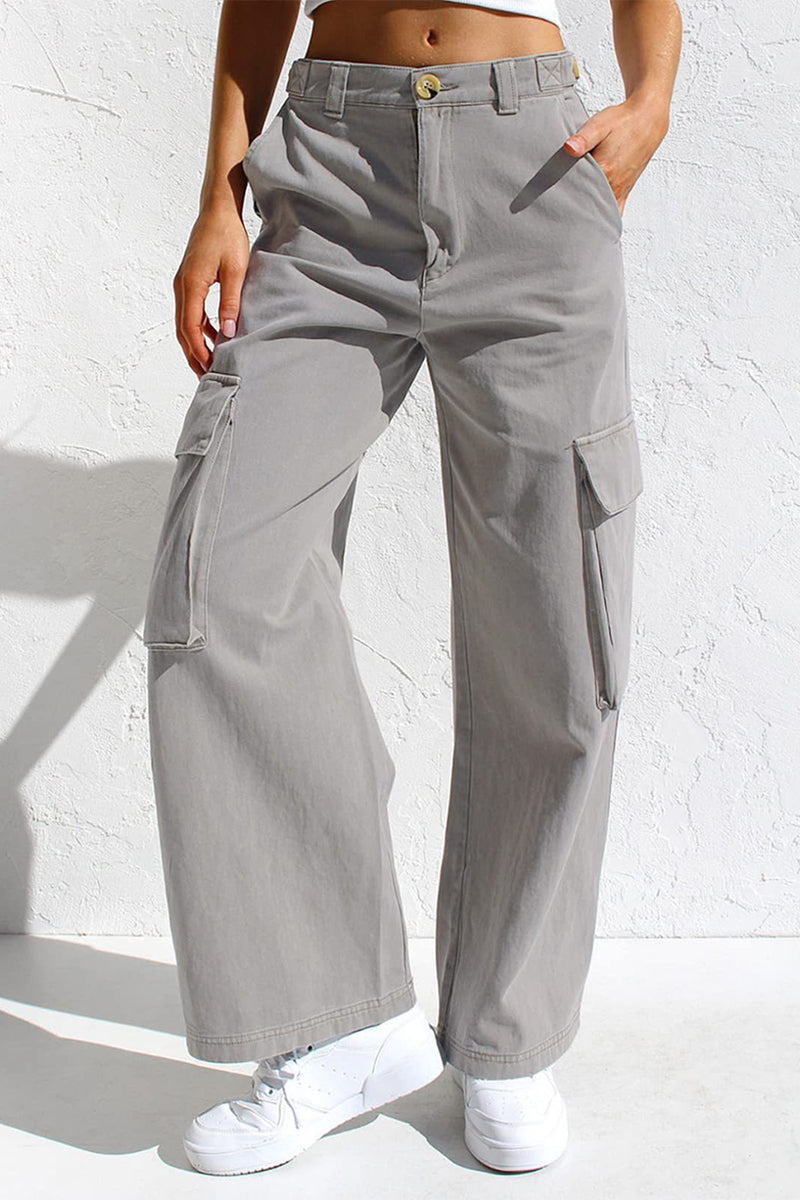 Liliana | Casual, simple, solid, loose, straight, low waist solid color trousers