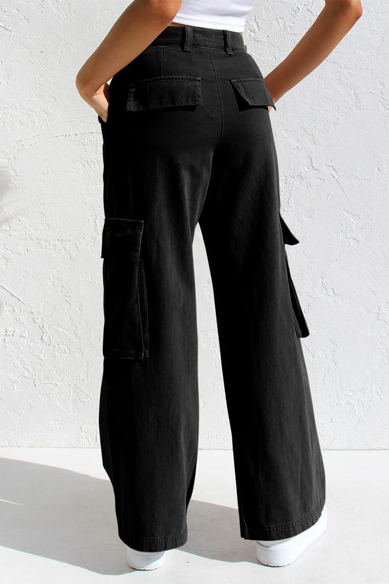 Liliana | Casual, simple, solid, loose, straight, low waist solid color trousers