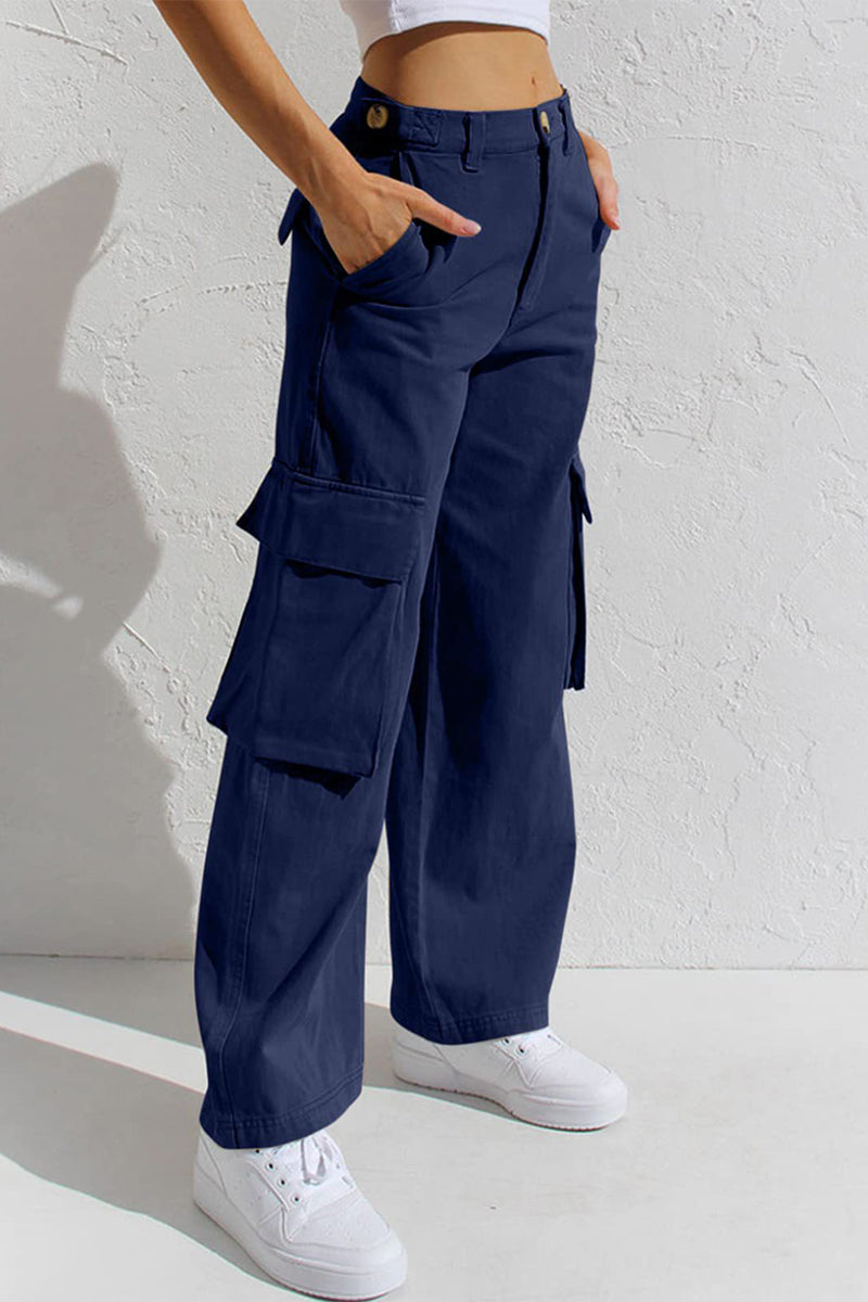Liliana | Casual, simple, solid, loose, straight, low waist solid color trousers