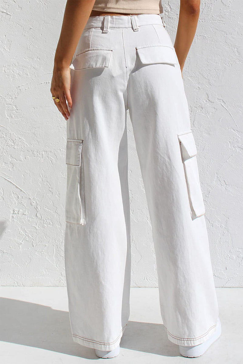 Liliana | Casual, simple, solid, loose, straight, low waist solid color trousers