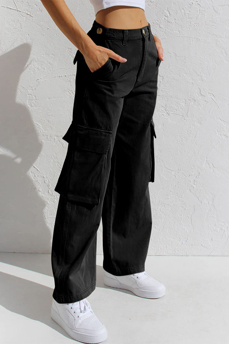 Liliana | Casual, simple, solid, loose, straight, low waist solid color trousers