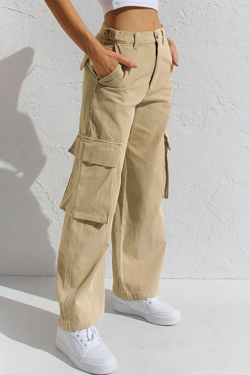 Liliana | Casual, simple, solid, loose, straight, low waist solid color trousers