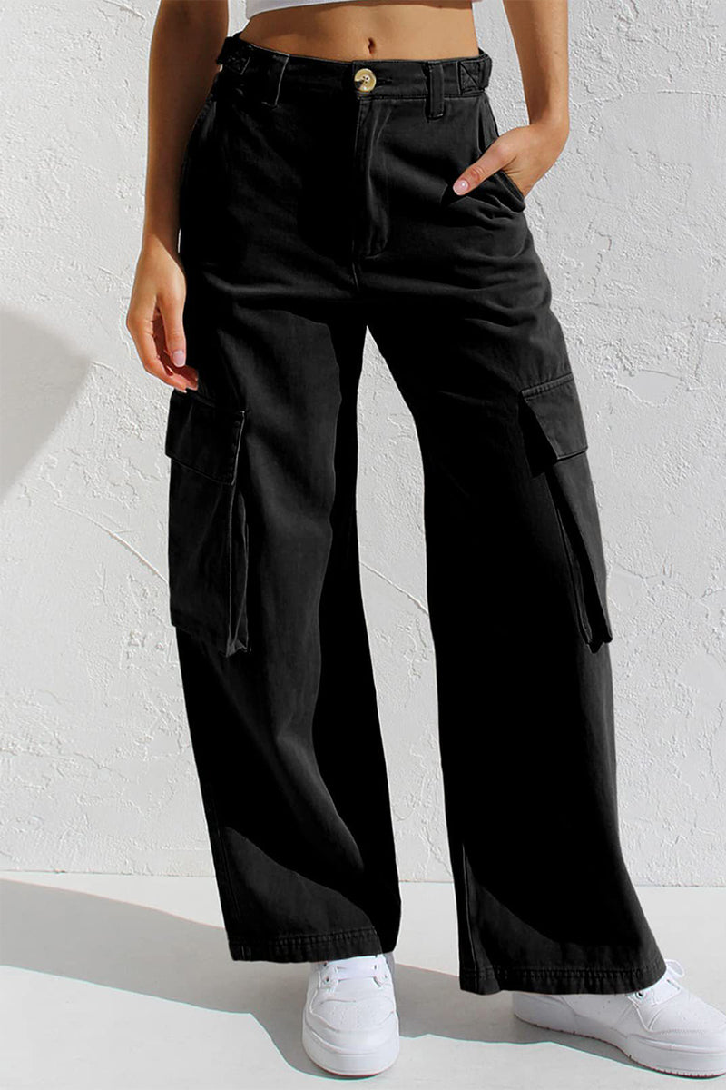 Liliana | Casual, simple, solid, loose, straight, low waist solid color trousers