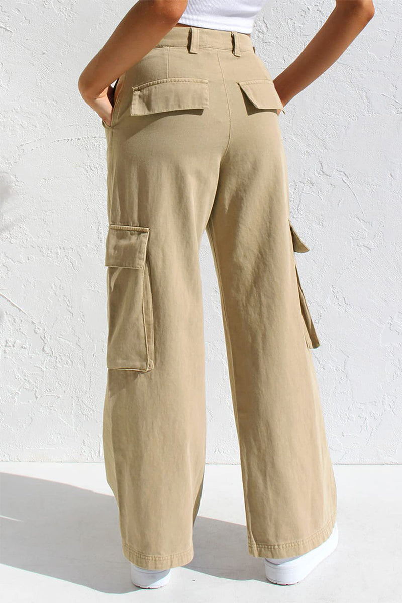 Liliana | Casual, simple, solid, loose, straight, low waist solid color trousers