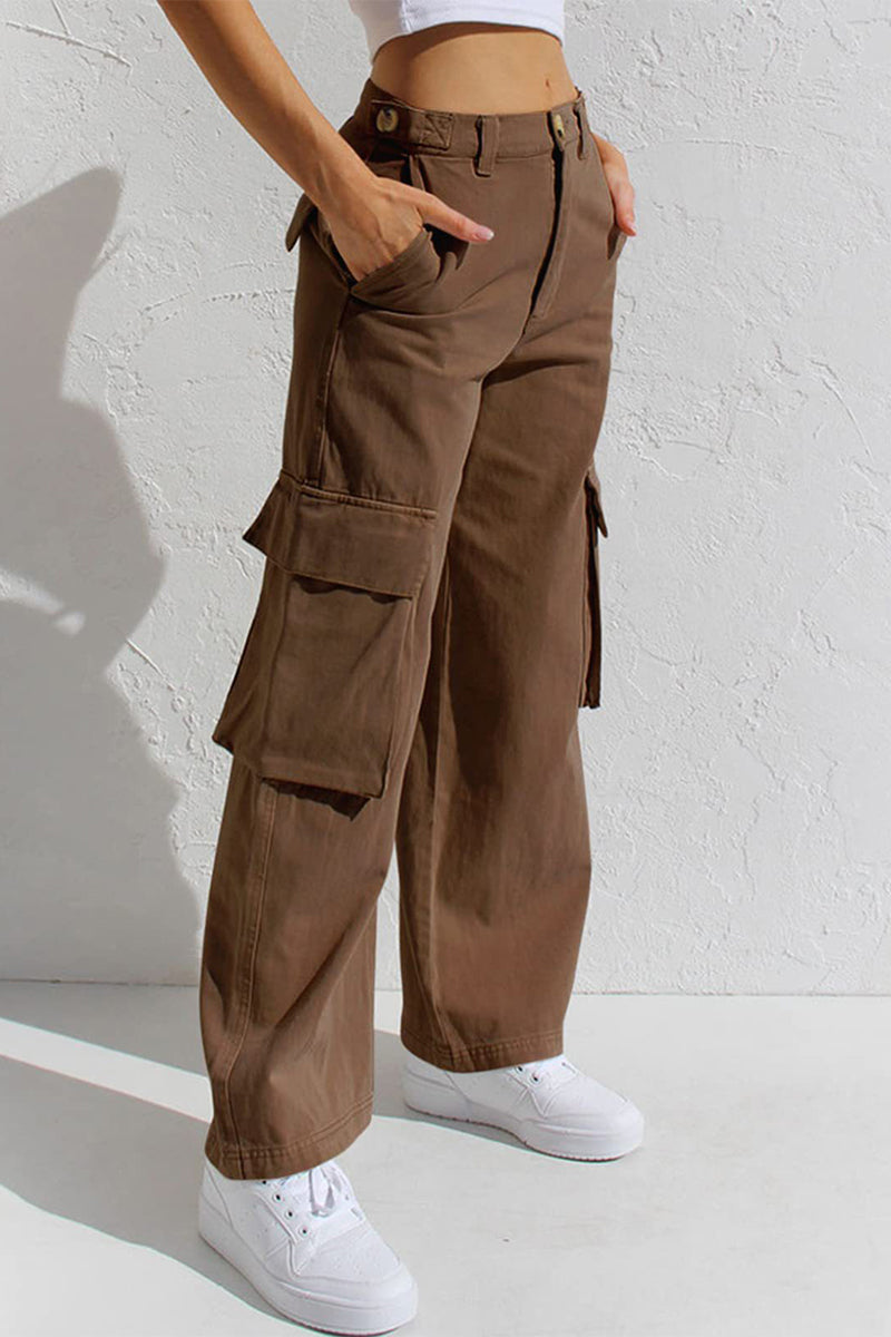 Liliana | Casual, simple, solid, loose, straight, low waist solid color trousers