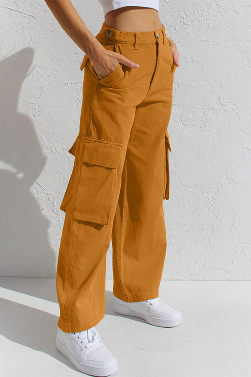 Liliana | Casual, simple, solid, loose, straight, low waist solid color trousers
