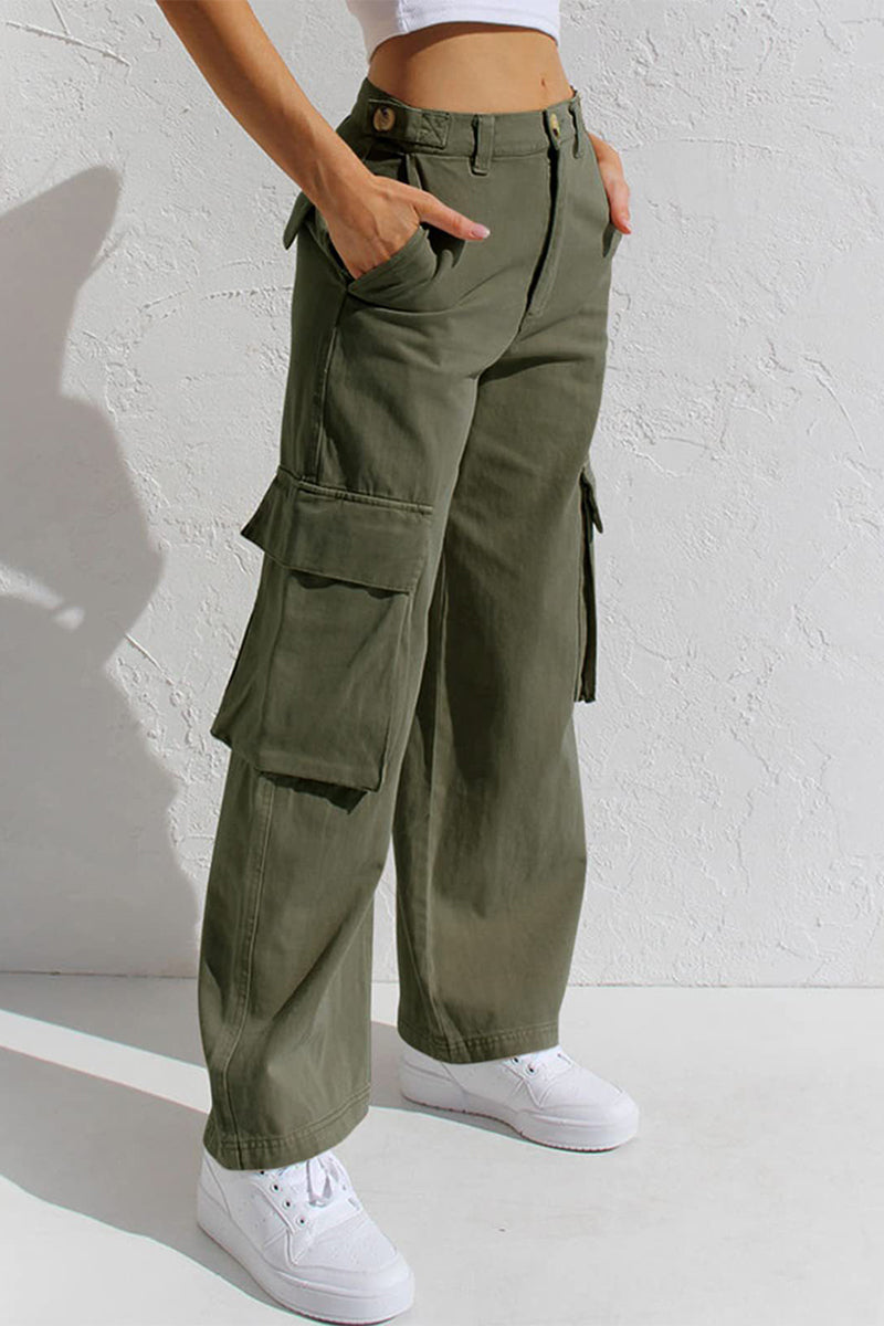 Liliana | Casual, simple, solid, loose, straight, low waist solid color trousers