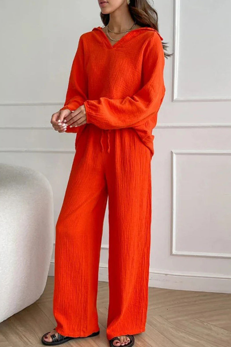 Alba | Casual simplicity, solid frenulum turn-down collar, long sleeves, two-piece