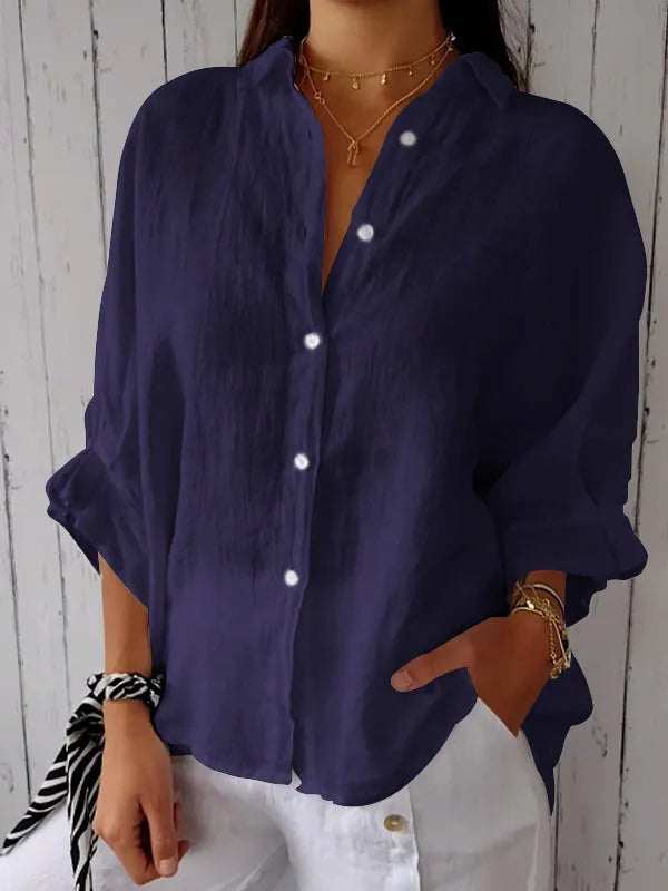 Karen® | Stylish Solid Color Blouse With Buttons