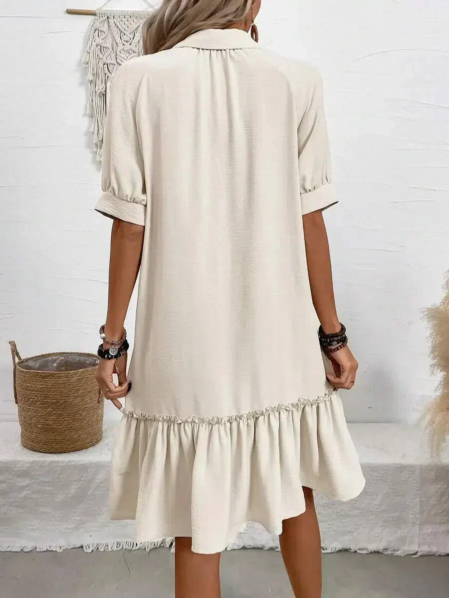 Rachel | Elegant Down Ruffle Dress for Every Occasion