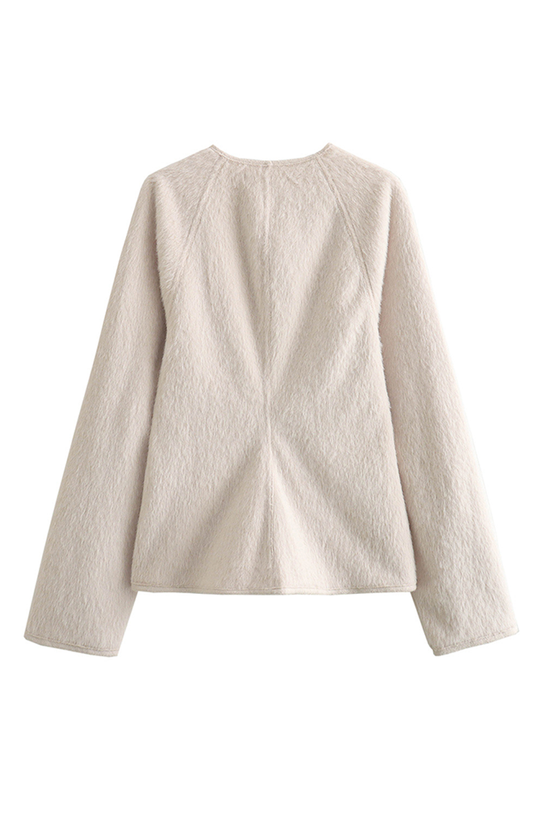 Ariadna | Casual solid color patchwork V-neck outerwear