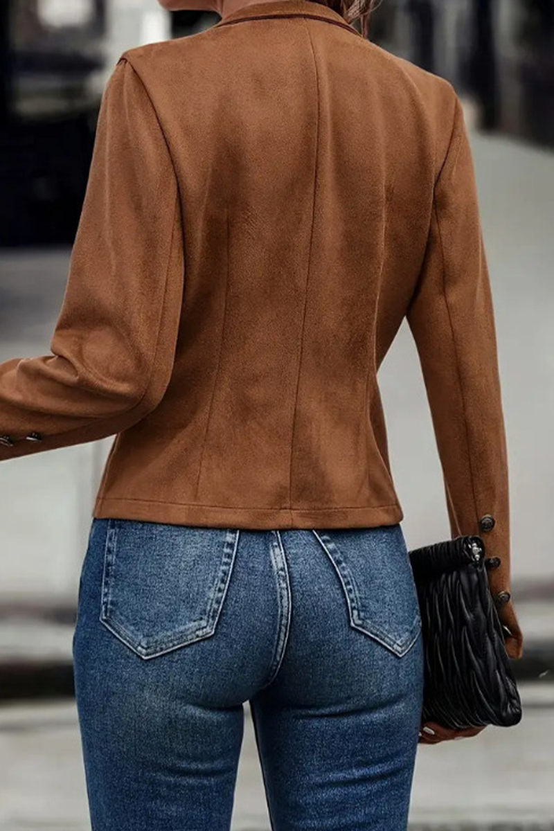 Augusta | Casual Street Solid Color Buttons Patchwork Half A Turtleneck Outerwear