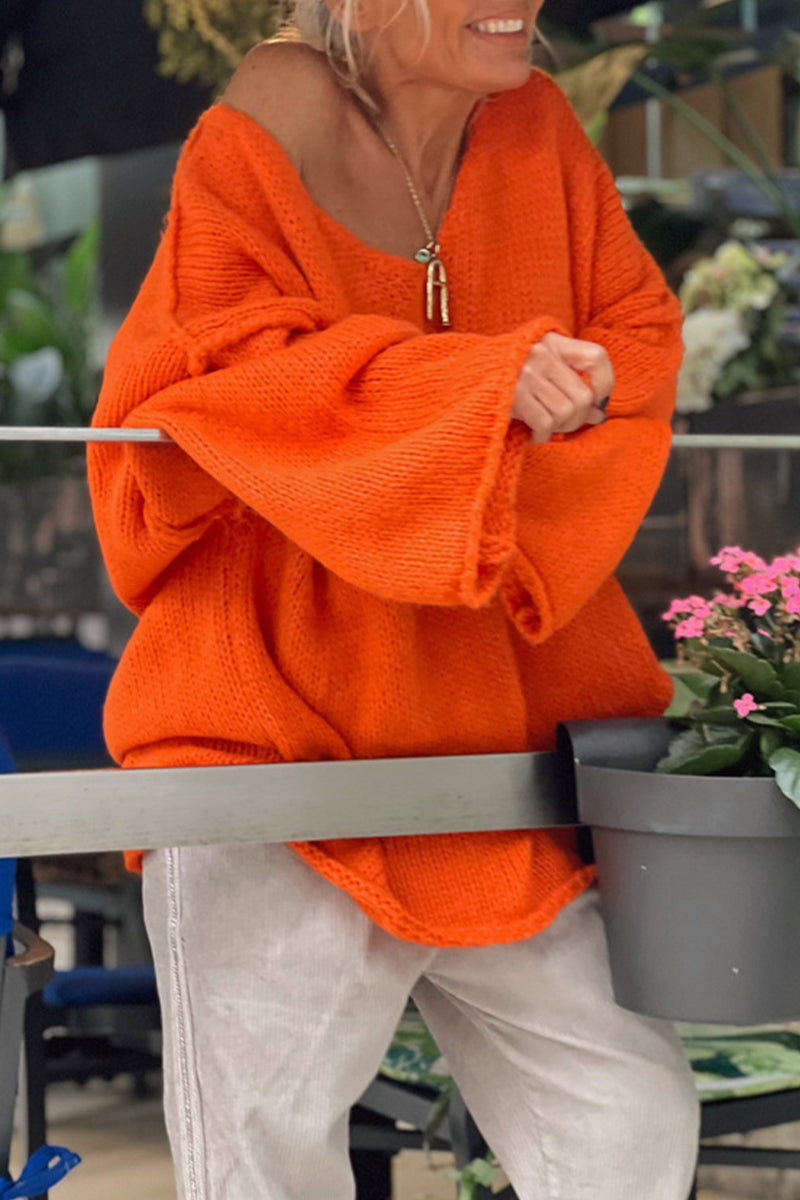 Bertha | Casual solid color V-neck sweaters
