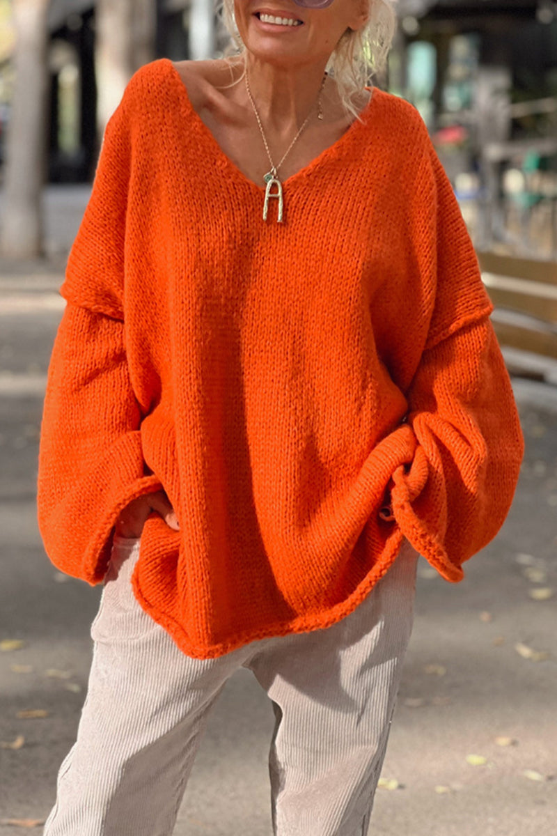 Bertha | Casual solid color V-neck sweaters