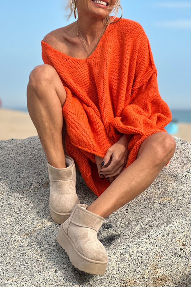 Bertha | Casual solid color V-neck sweaters