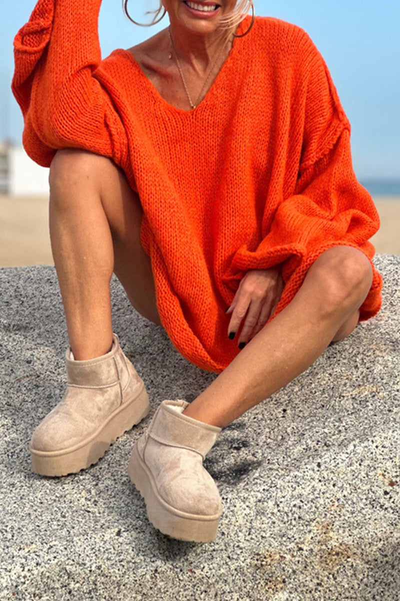 Bertha | Casual solid color V-neck sweaters