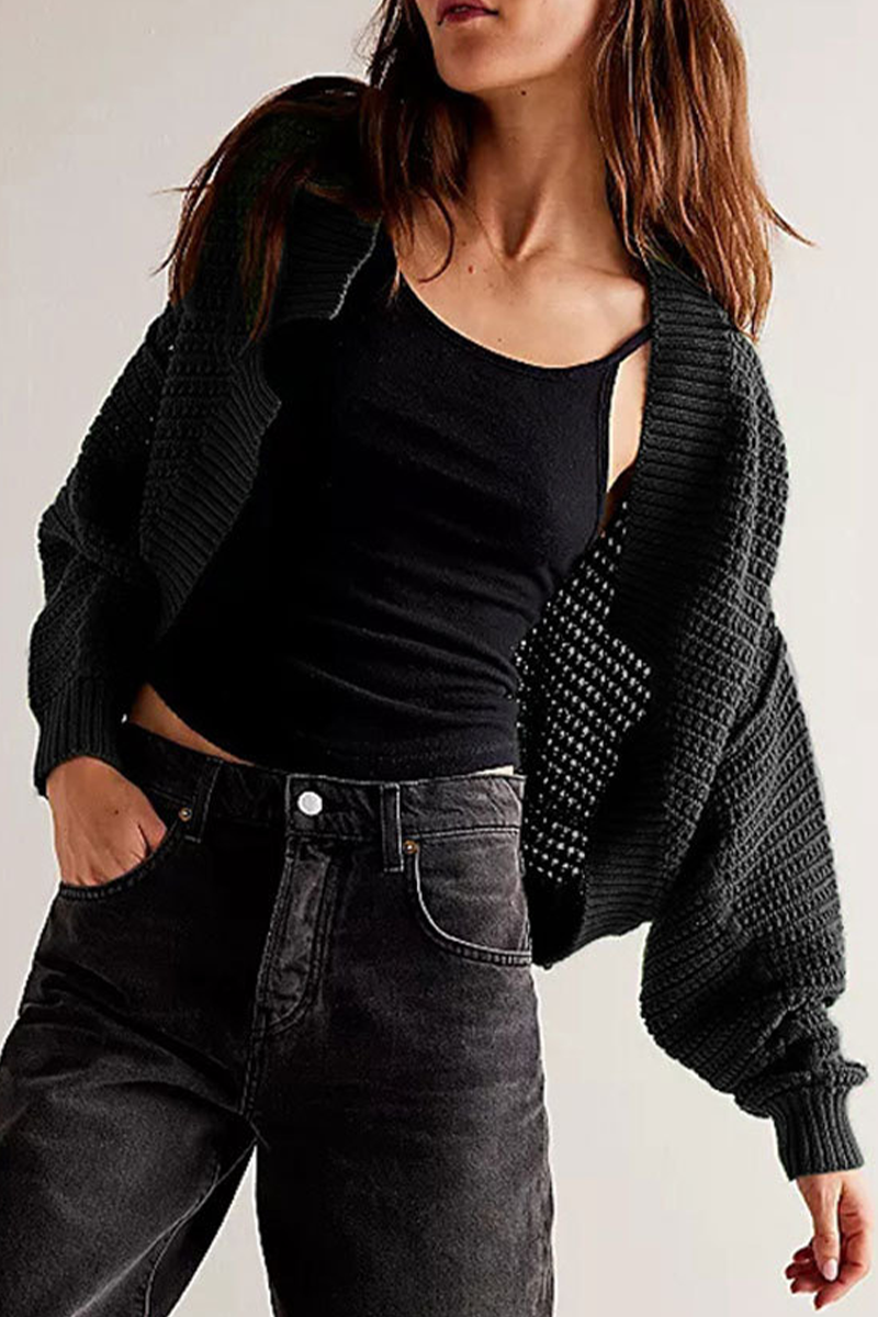 Carina | Casual everyday outerwear with plain woven pattern and cardigan collar