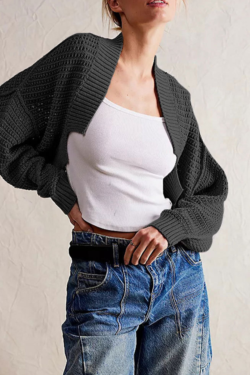 Carina | Casual everyday outerwear with plain woven pattern and cardigan collar
