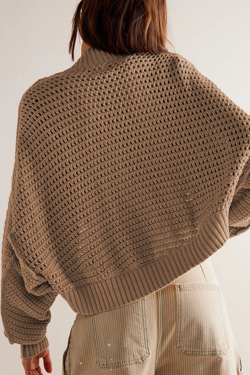 Carina | Casual everyday outerwear with plain woven pattern and cardigan collar