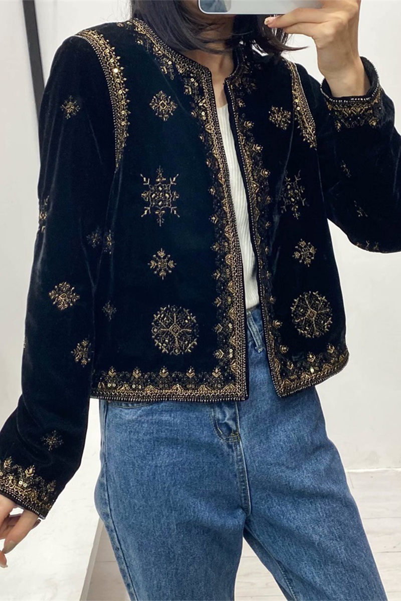 Connie | Casual O-neck floral embroidered outerwear