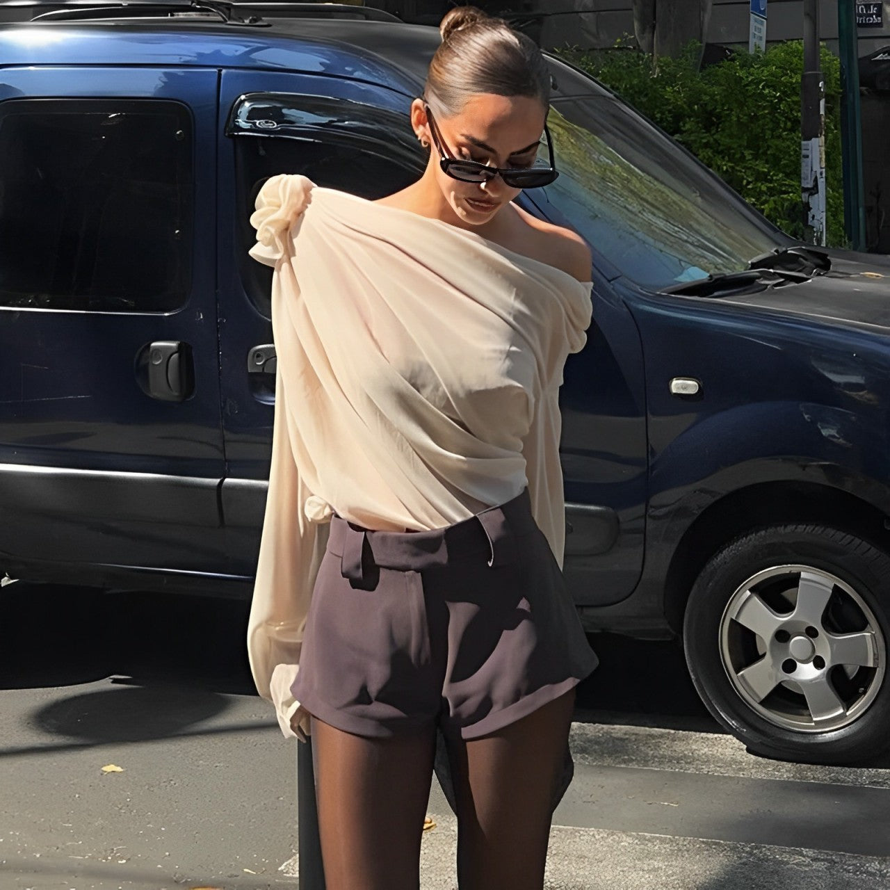 Marketa® | Floral Mesh Chiffon Blouse