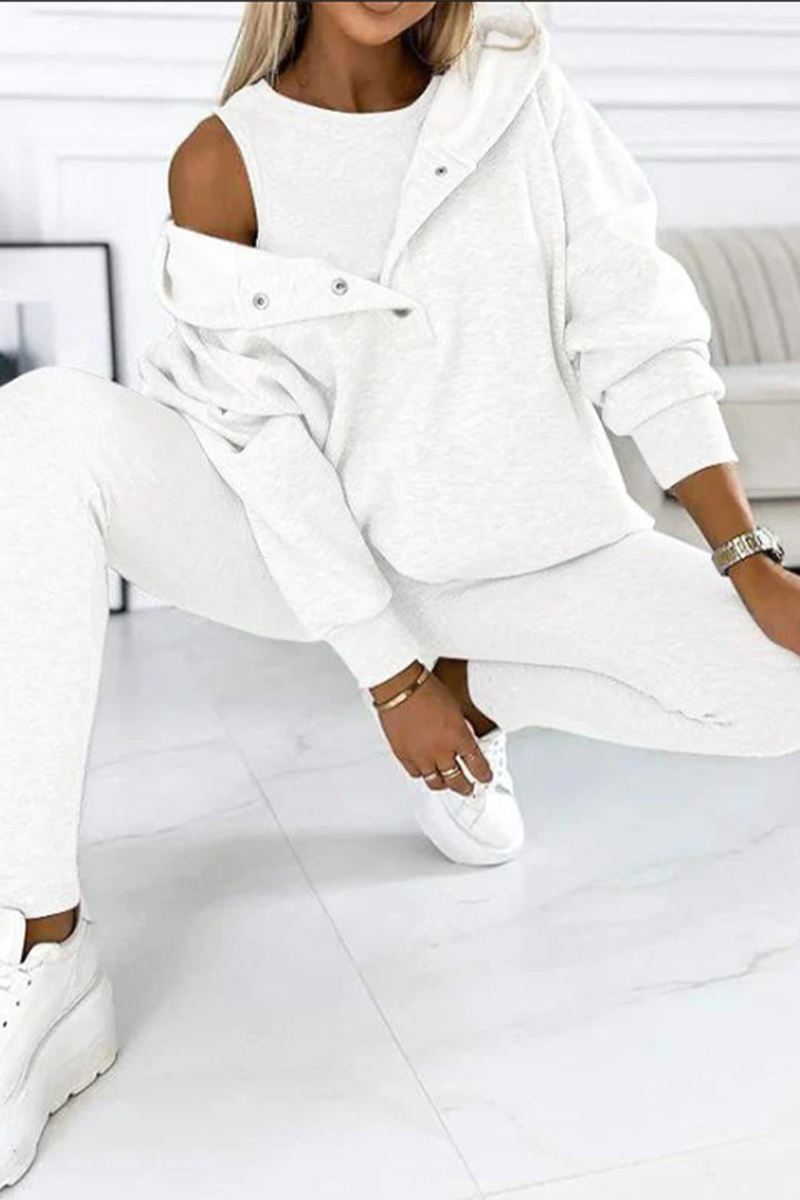 Iris | Casual button structure with hood, long sleeve, three-piece