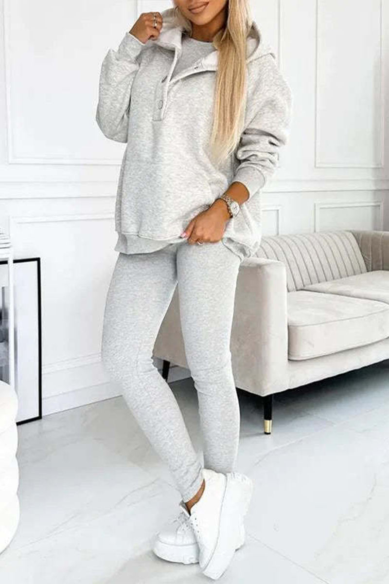 Iris | Casual button structure with hood, long sleeve, three-piece