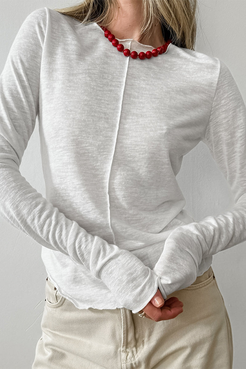 Juliana | Casual solid color O-neck patchwork tops
