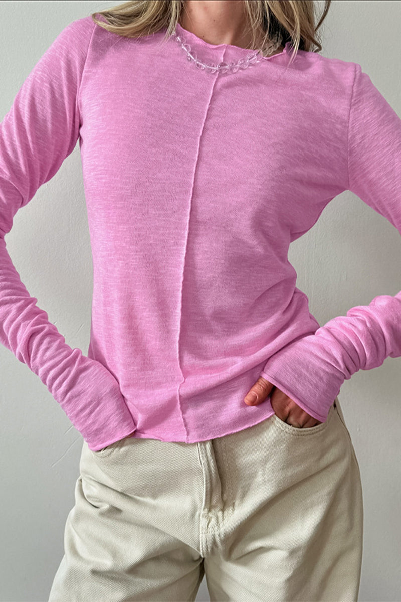 Juliana | Casual solid color O-neck patchwork tops