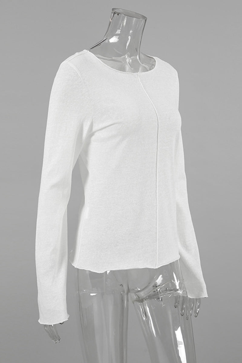 Juliana | Casual solid color O-neck patchwork tops