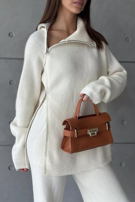 Karla | Casual daily long sleeve two piece suit with zip collar