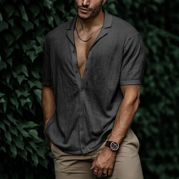 David | Men Casual Short Sleeve Button Shirt