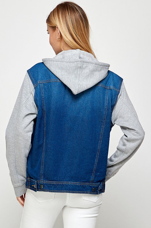 Aneta | Women's denim jacket with fleece hoodies