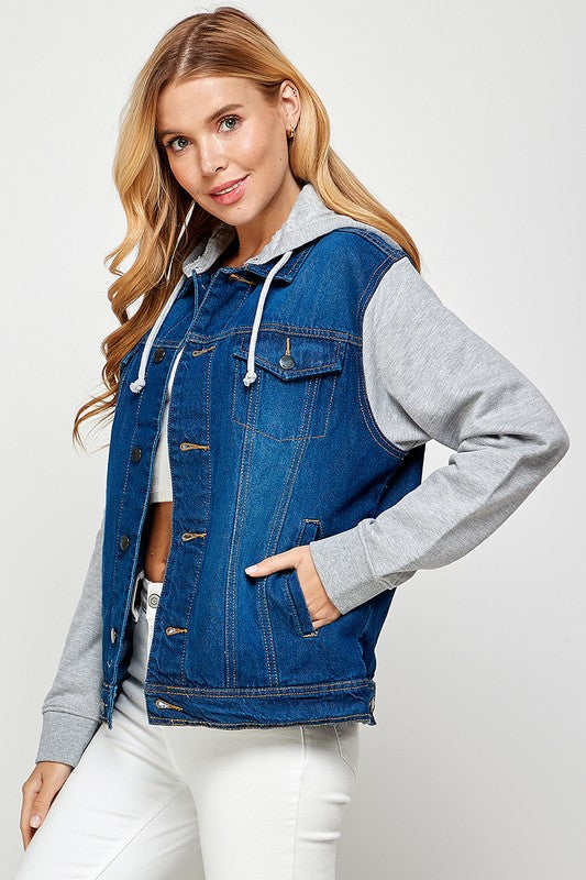 Aneta | Women's denim jacket with fleece hoodies