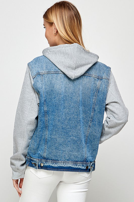 Aneta | Women's denim jacket with fleece hoodies