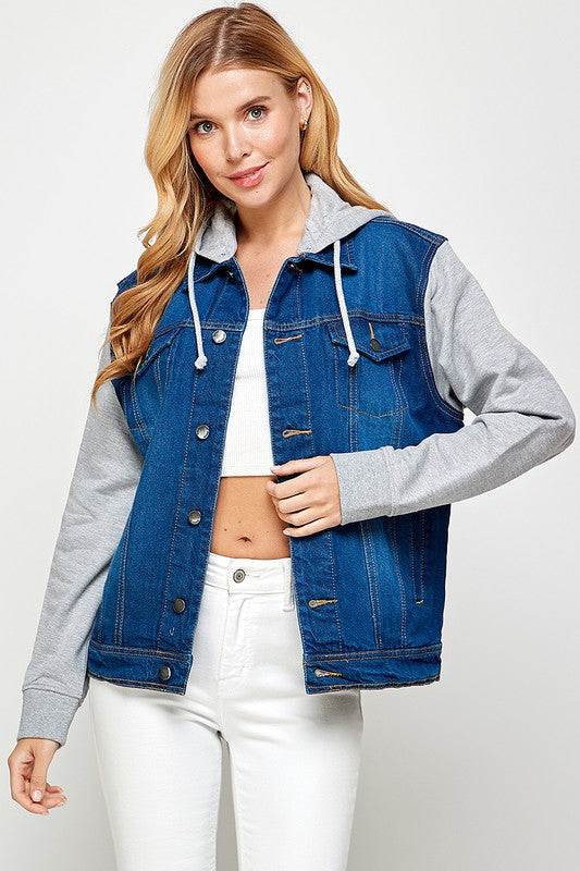 Aneta | Women's denim jacket with fleece hoodies